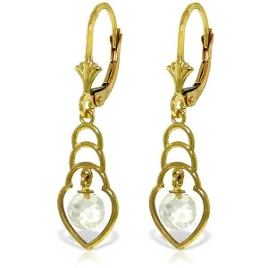 1.25 Carat 14K Solid Yellow Gold Santa Fe White Topaz Earrings