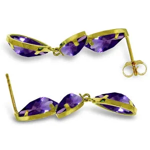 13 Carat 14K Solid Yellow Gold Alexandra Amethyst Earrings