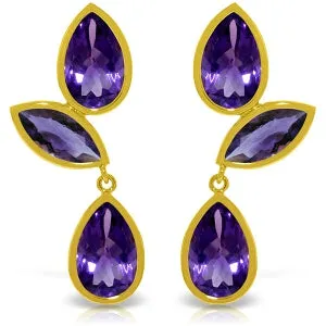 13 Carat 14K Solid Yellow Gold Alexandra Amethyst Earrings