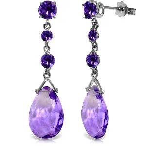 13.2 Carat 14K Solid White Gold Beginning In October Amethyst Earrings