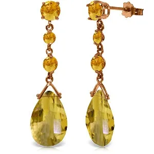 14K Solid Rose Gold Chandelier Dark Citrine Earrings