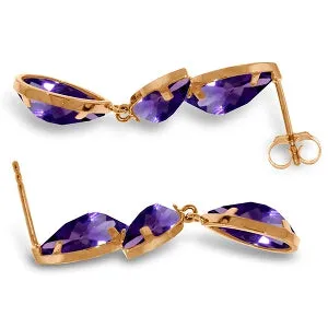 14K Solid Rose Gold Chandelier Natural Purple Amethyst Earrings