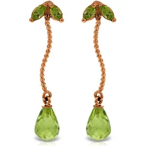 14K Solid Rose Gold Chandelier Peridot Gemstone Earrings