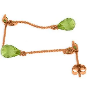 14K Solid Rose Gold Chandelier Peridot Gemstone Earrings