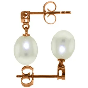 14K Solid Rose Gold Diamond & Pearl Earrings