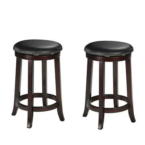 15" X 15" X 24" 2pc Espresso Swivel Counter Height Stool