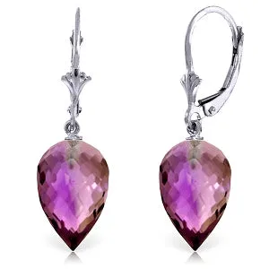 19 Carat 14K Solid White Gold Drop Briolette Amethyst Earrings