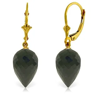 24.5 Carat 14K Solid Yellow Gold Pointy Briolette Drop Black Spinel Earrings