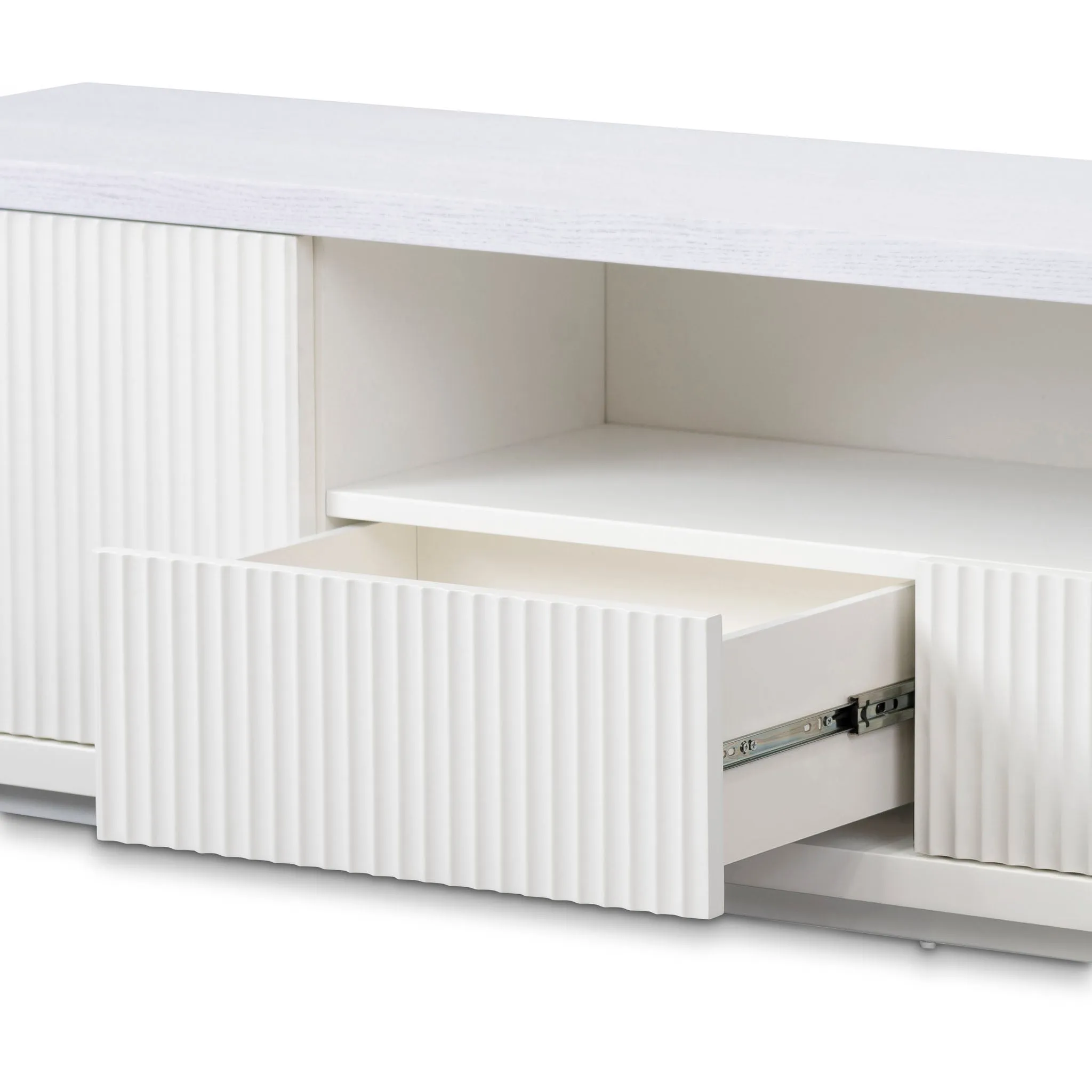 2m Veneer Top Entertainment TV Unit - Two Tone White