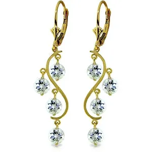 4.5 Carat 14K Solid Yellow Gold Grape Aquamarine Earrings