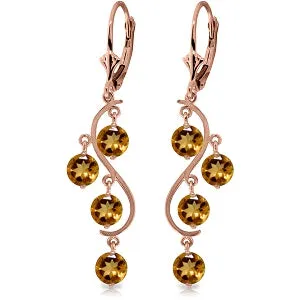 4.95 Carat 14K Solid Rose Gold Citrine Drop Earrings