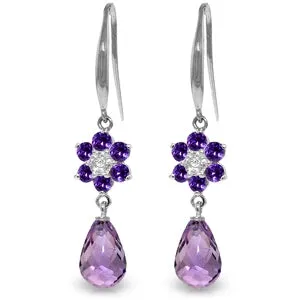 5.51 Carat 14K Solid White Gold Sentimental Amethyst Diamond Earrings