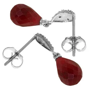 6.63 Carat 14K Solid White Gold Eyes On Fire Ruby Diamond Earrings