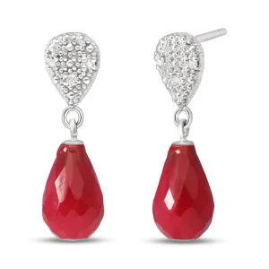 6.63 Carat 14K Solid White Gold Eyes On Fire Ruby Diamond Earrings