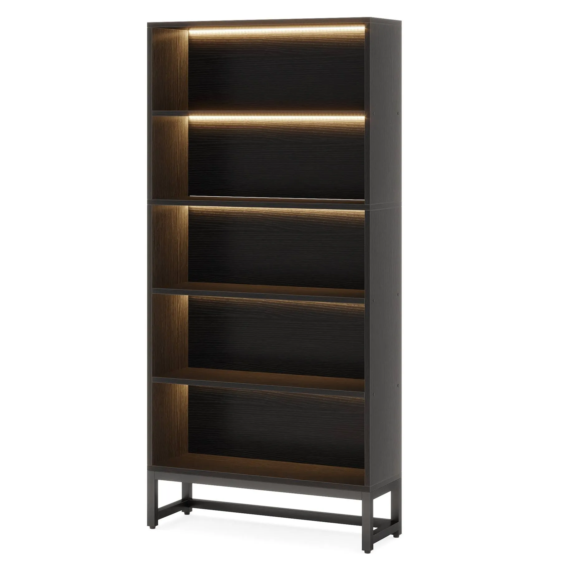 70.8" Bookcase, Large Bookshelf Organizer with 5-Tier Storage Shelves