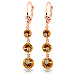 7.2 Carat 14K Solid Rose Gold Chandelier Earrings Citrine