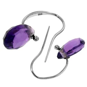 8 Carat 14K Solid White Gold Fish Hook Earrings Amethyst