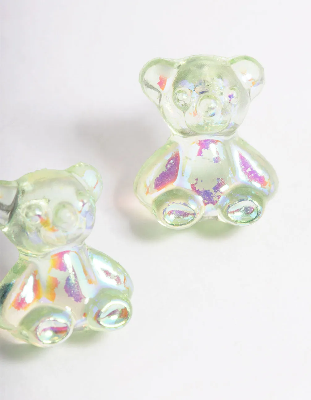 Acrylic Green Candy Bear Stud Earrings