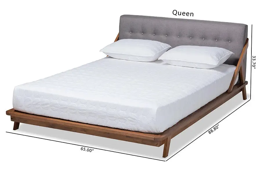 Adalynn Gray Fabric Upholstered Wood Platform Bed (King)