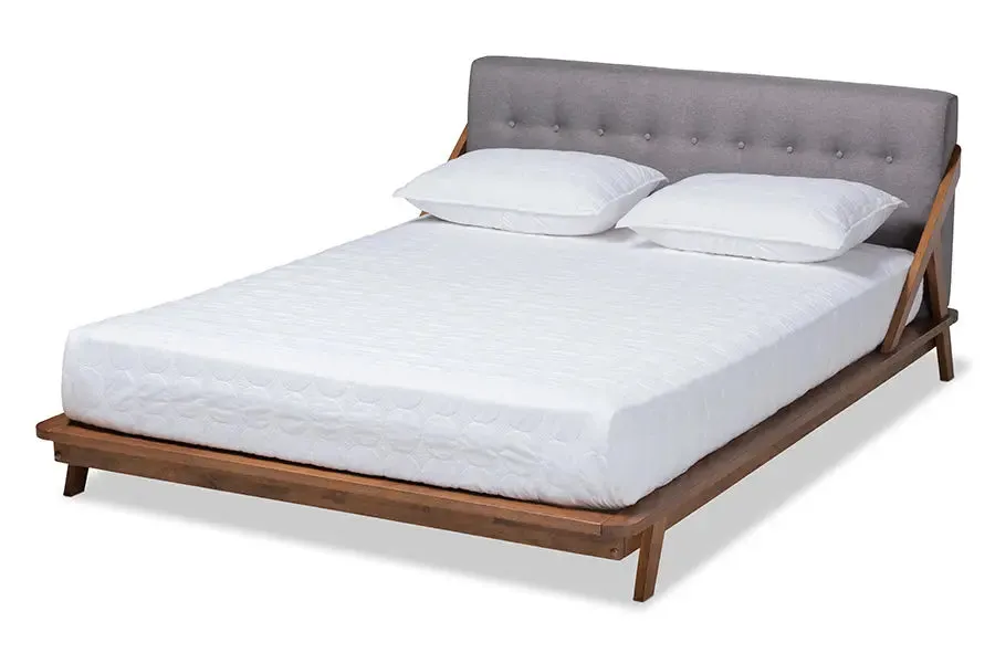 Adalynn Gray Fabric Upholstered Wood Platform Bed (Queen)