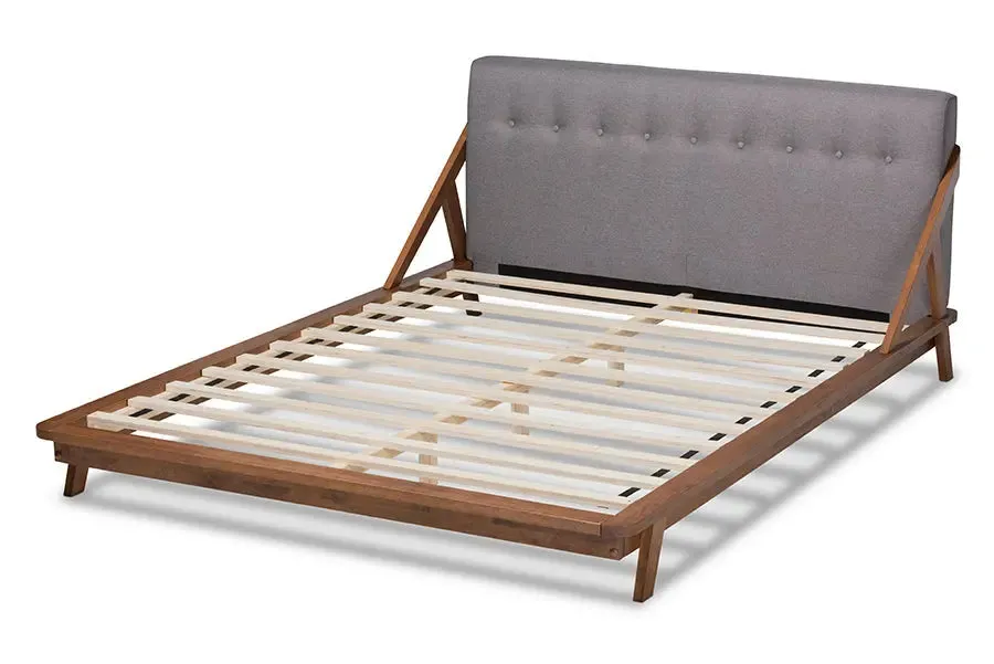 Adalynn Gray Fabric Upholstered Wood Platform Bed (Queen)