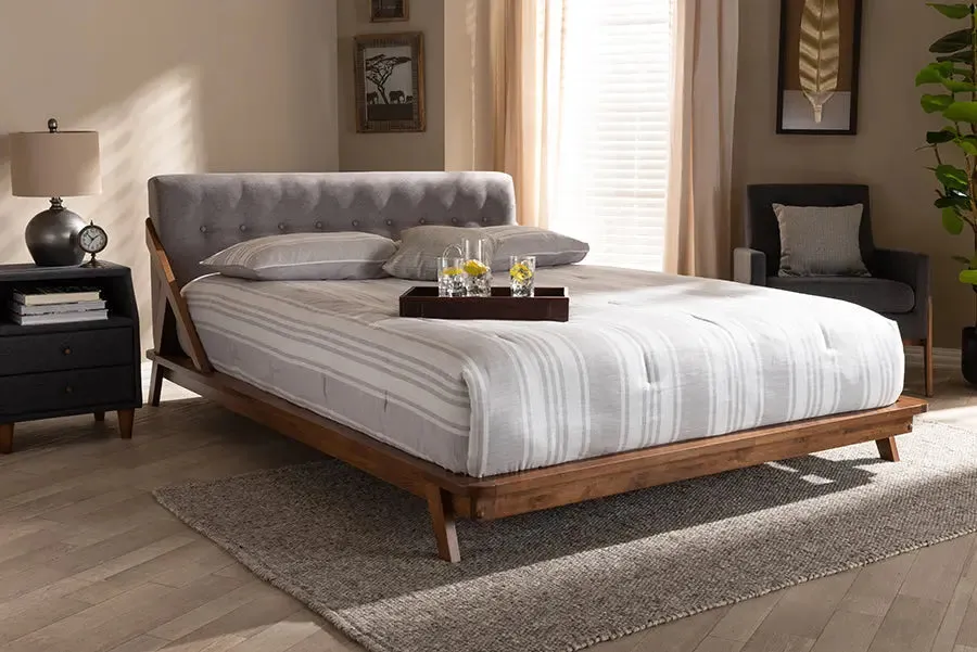 Adalynn Gray Fabric Upholstered Wood Platform Bed (Queen)