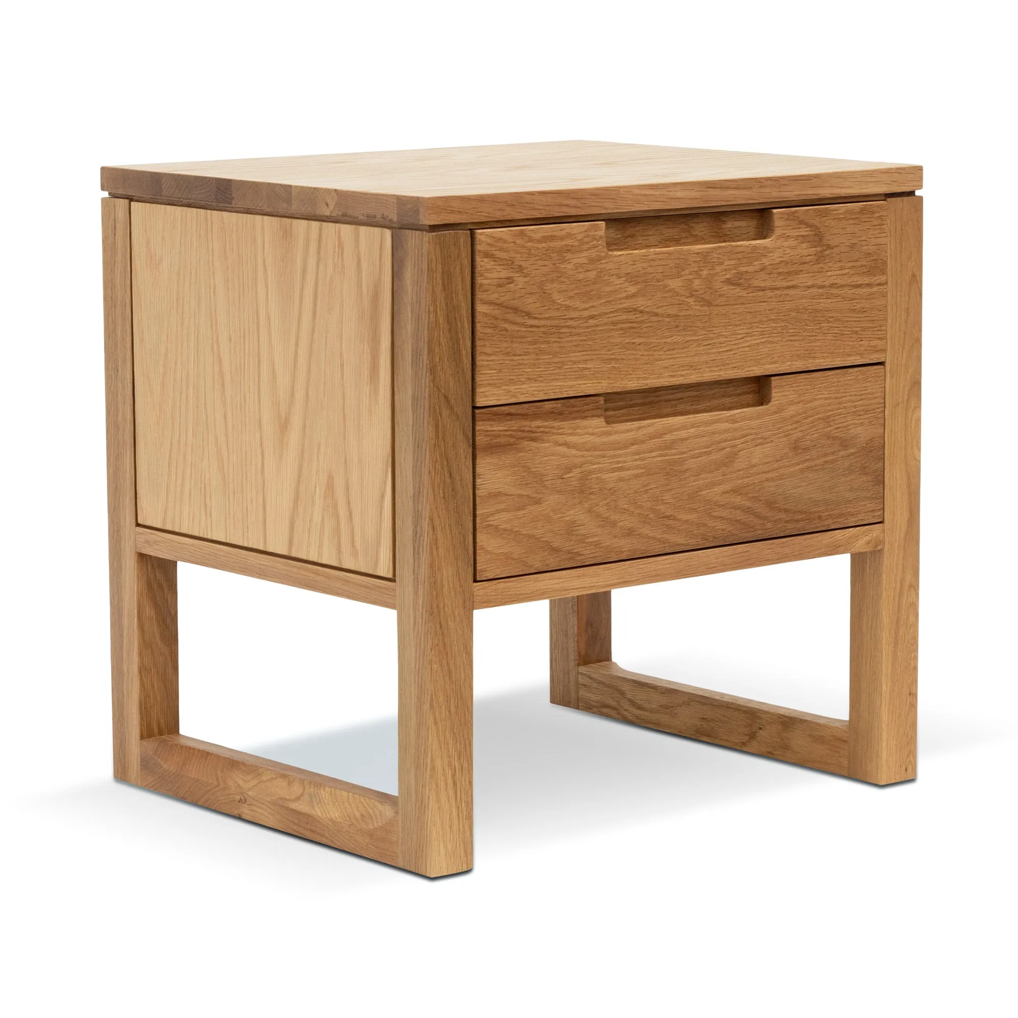 Alfred 2 Drawer Wooden Bedside Table - Natural Oak