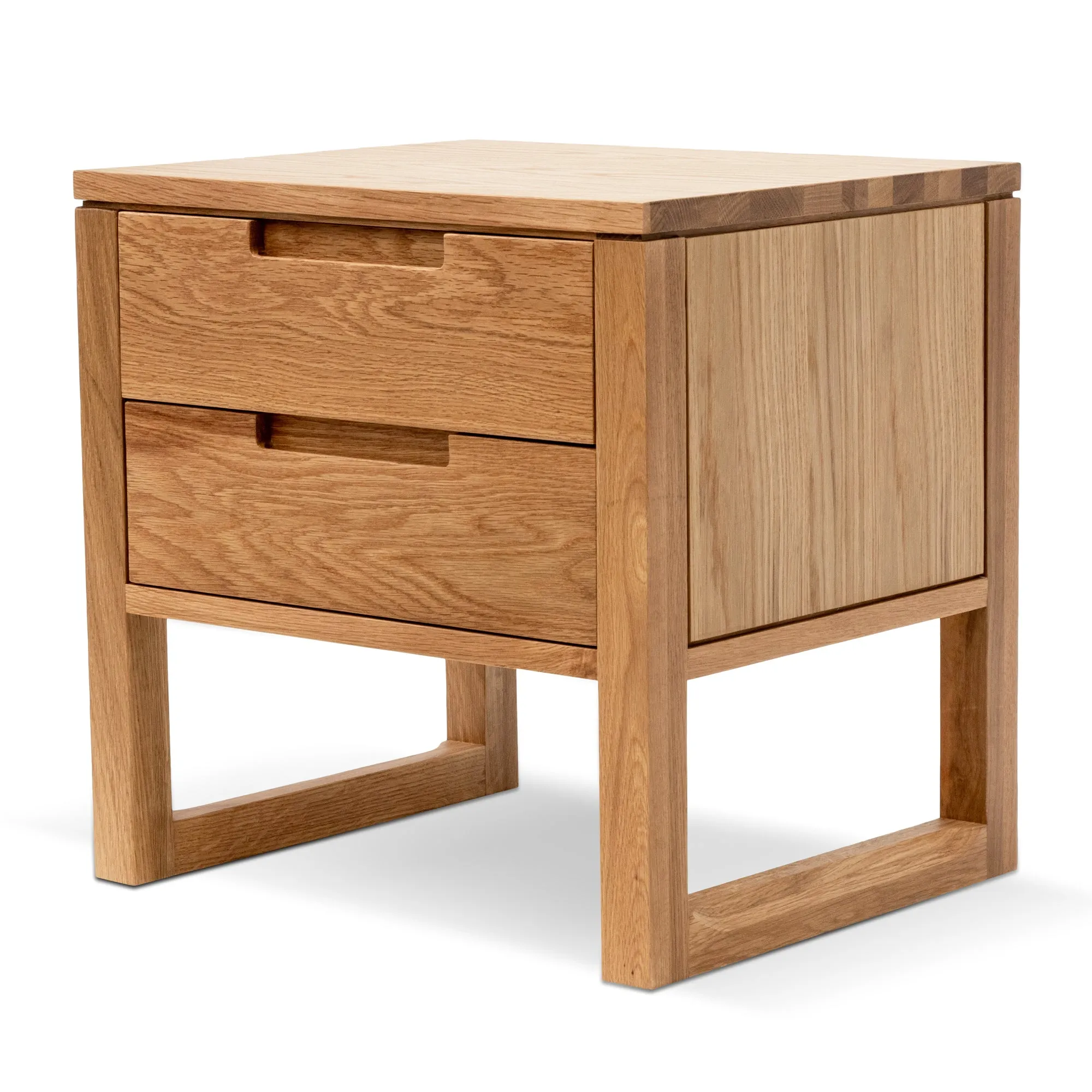 Alfred 2 Drawer Wooden Bedside Table - Natural Oak