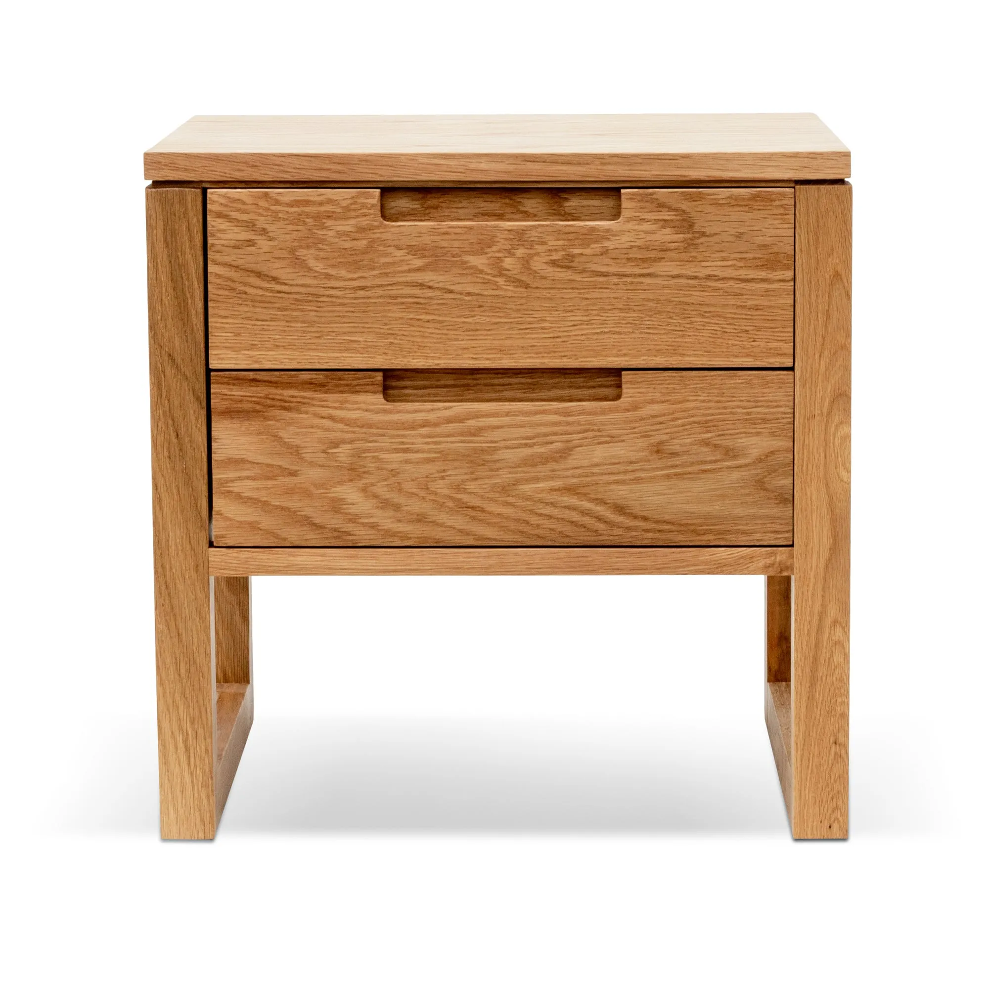 Alfred 2 Drawer Wooden Bedside Table - Natural Oak