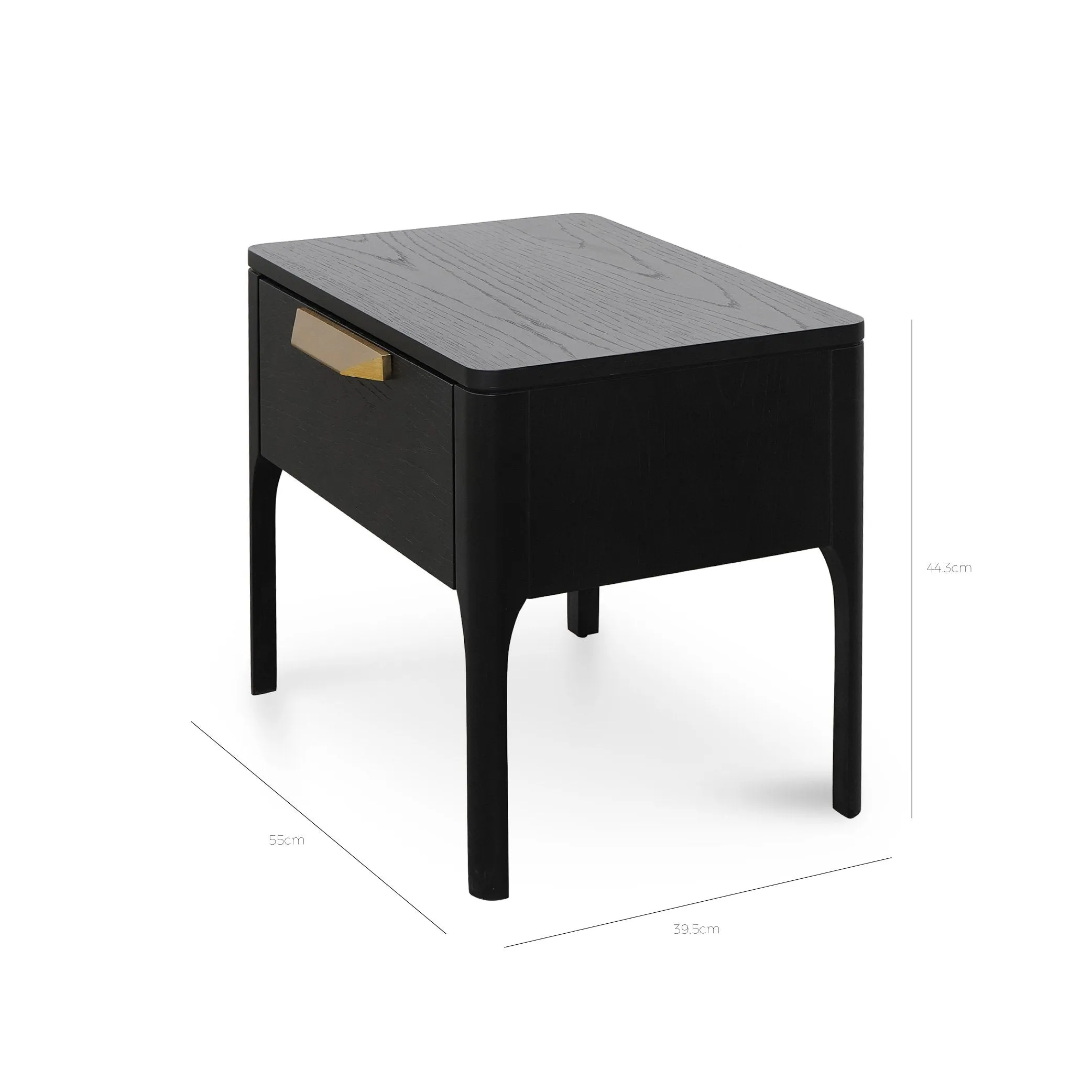 Allison Wooden Bedside Table - Black