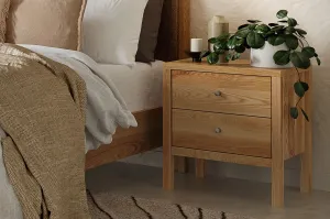 Andes 2 Drawer Bedside Table - Ash