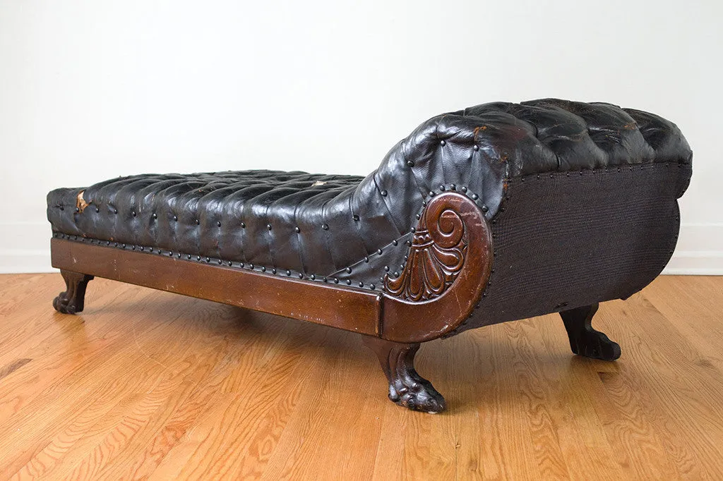 Antique Leather Chaise