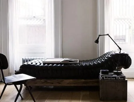 Antique Leather Chaise