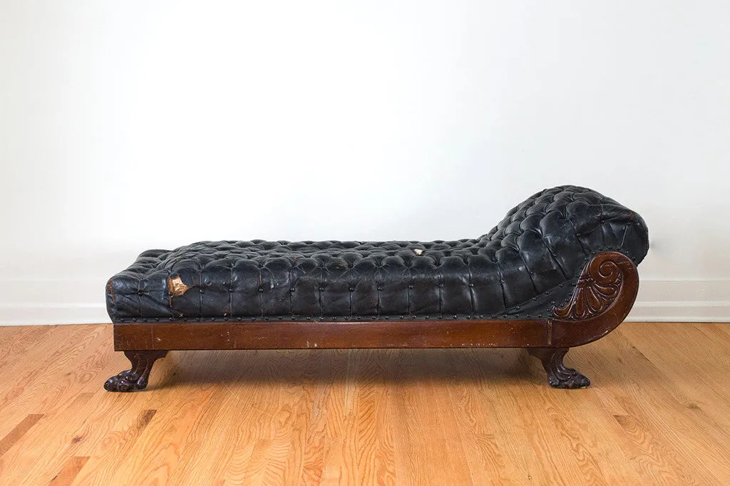 Antique Leather Chaise