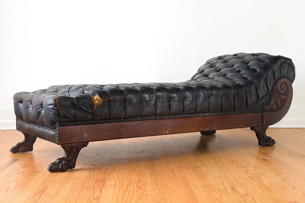 Antique Leather Chaise