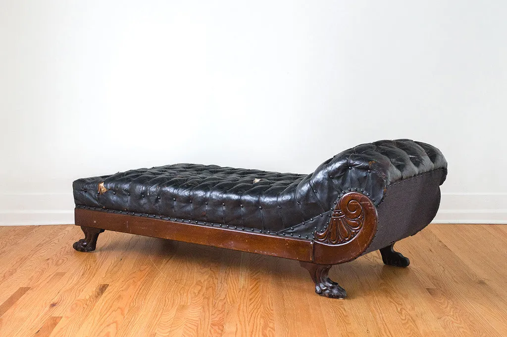 Antique Leather Chaise