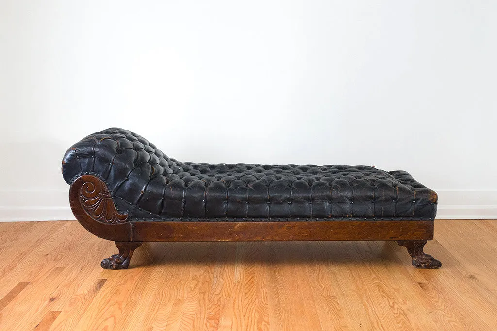 Antique Leather Chaise