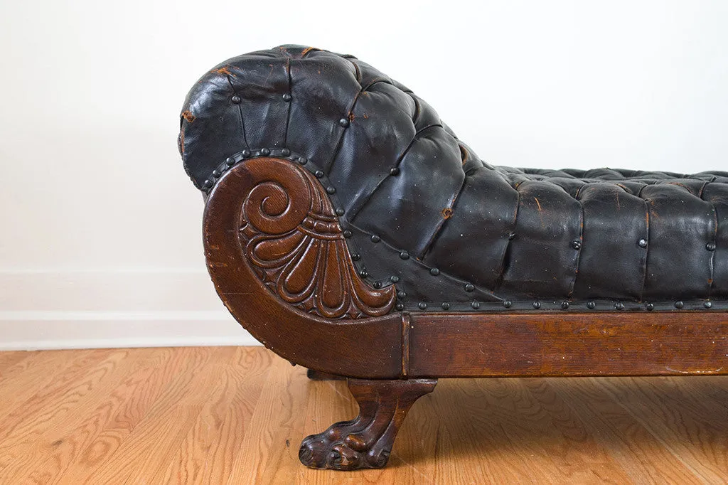 Antique Leather Chaise