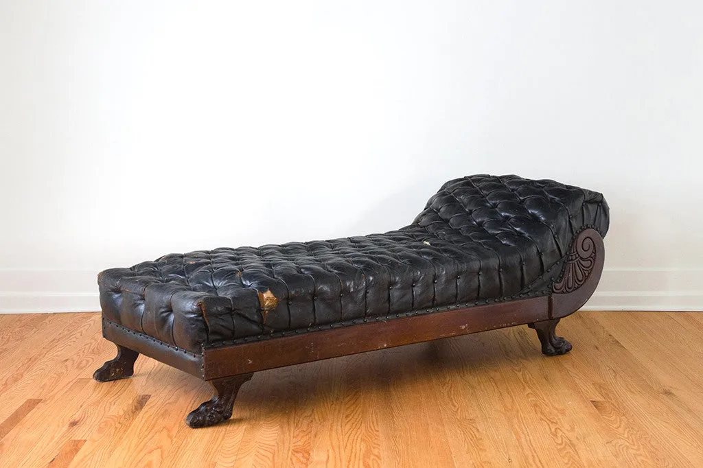 Antique Leather Chaise