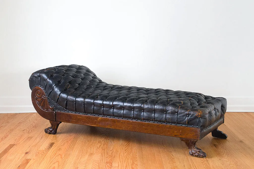 Antique Leather Chaise