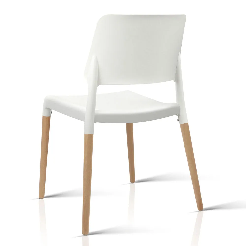 Artiss Set of 4 Wooden Stackable Dining Chairs - White