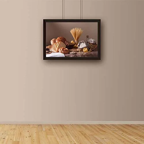 ArtzFolio Photo of Bread, Pasta & Wheat Tabletop Painting Dark Brown Frame 8.2 x 6 inch (21 x 15 cms)