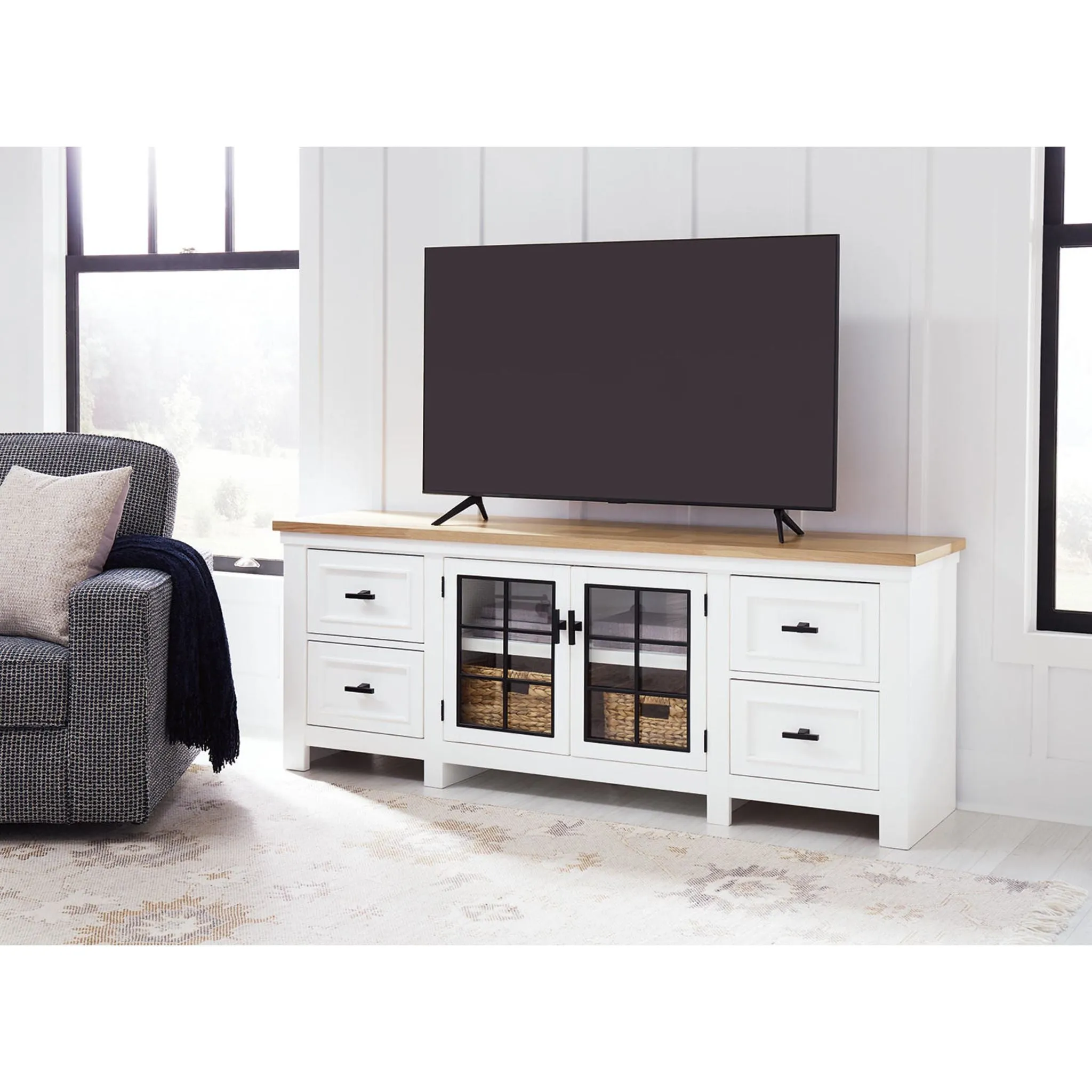 Ashbryn TV Stand - White/Natural