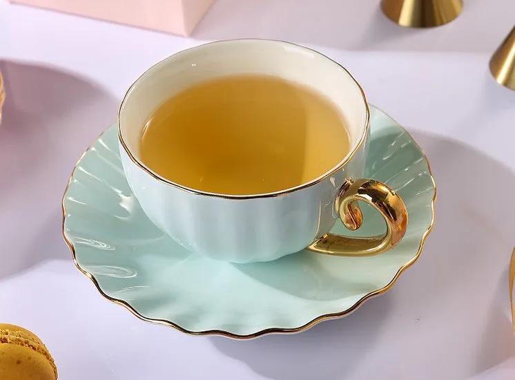 Beautiful British Tea Cups, Creative Bone China Porcelain Tea Cup Set, Elegant Macaroon Ceramic Coffee Cups, Unique Tea Cups and Saucers in Gift Box as Birthday Gift