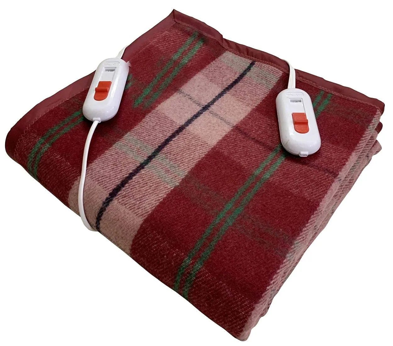 Bell electric blankets - Double Bed Electric Blanket- 10 Years Warranty - Heating Bed Warmer with 4 Heat Settings- Size (150cms x 150 cms) - Sock Proof King Size (Check Multicolour, Wool)