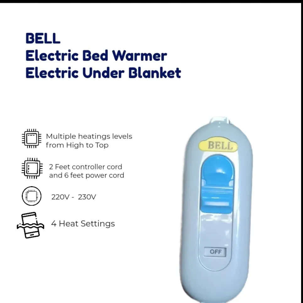 Bell electric blankets - Double Bed Electric Blanket- 10 Years Warranty - Heating Bed Warmer with 4 Heat Settings- Size (150cms x 150 cms) - Sock Proof King Size (Check Multicolour, Wool)