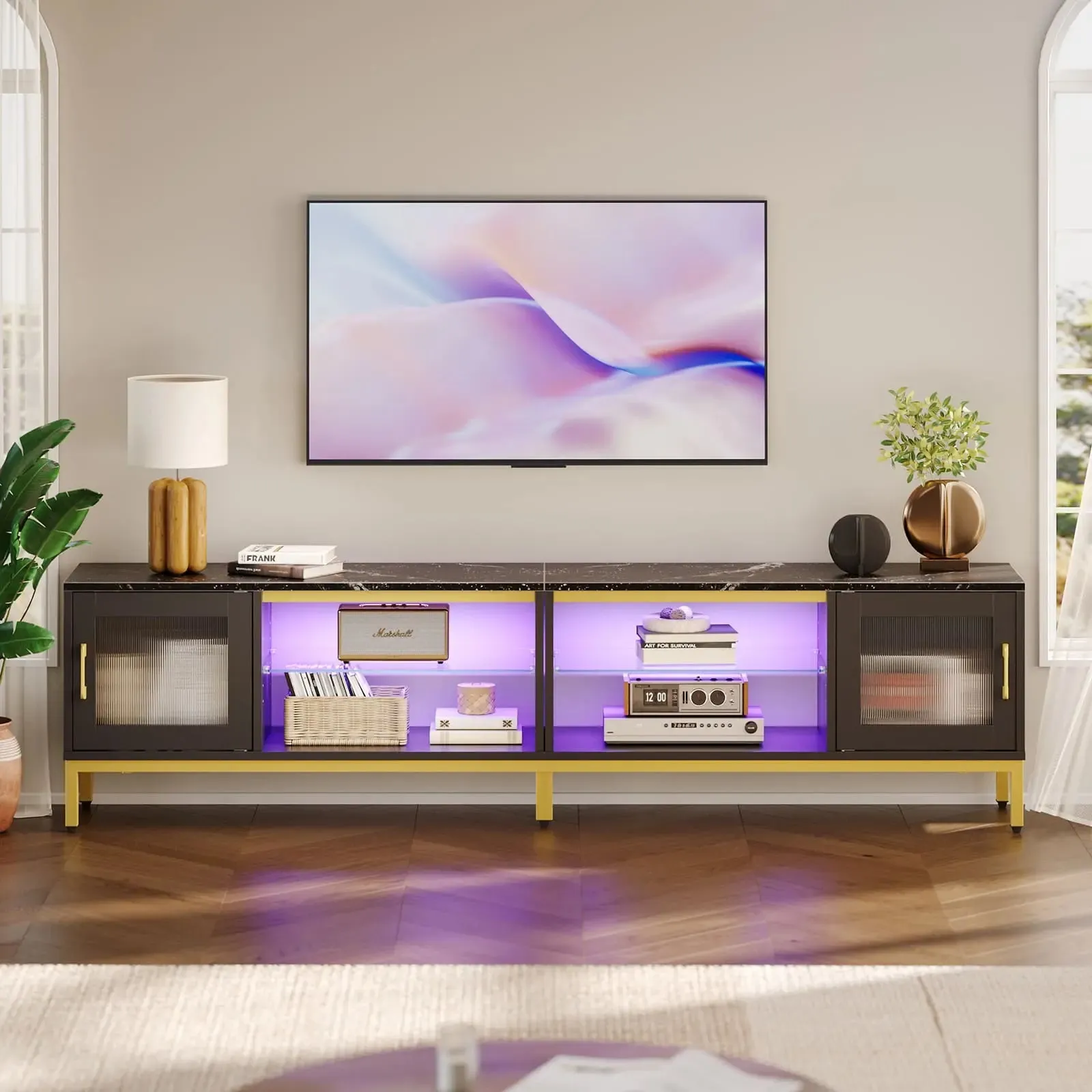 Bestier 80 Inch Modern TV Stand for Living Room