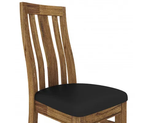 Birdsville PU Seat Dining Chair Set of 2 Solid Ash Wood Dining Furniture -Brown