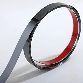 Black Mirror Super Hi-Gloss PVD Coated Stainless Steel Strip for Decoration, Furniture, Highlighters, Multiple Uses (Black Mirror Strip, 0.75)