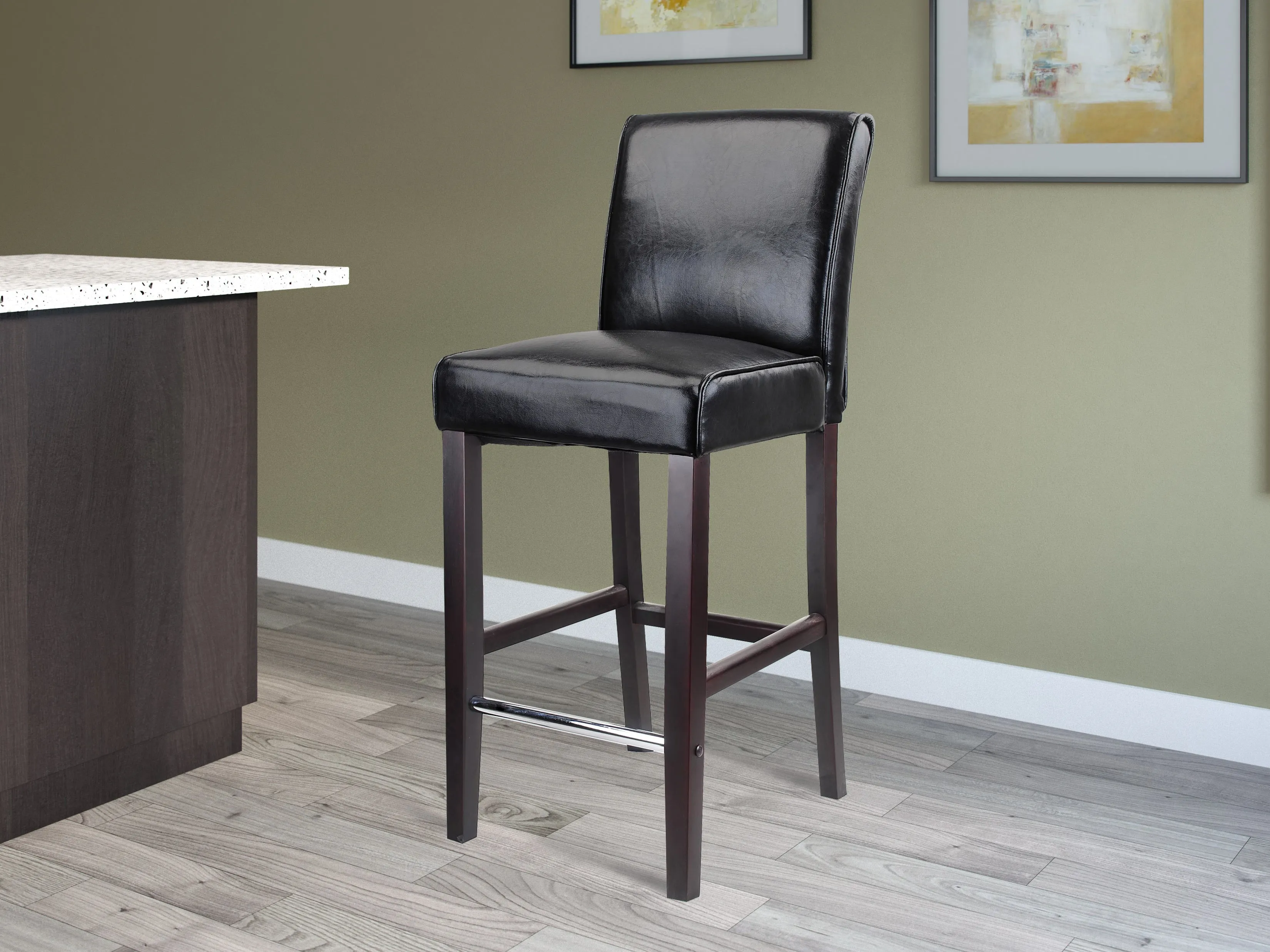 Black Wooden Bar Height Stool